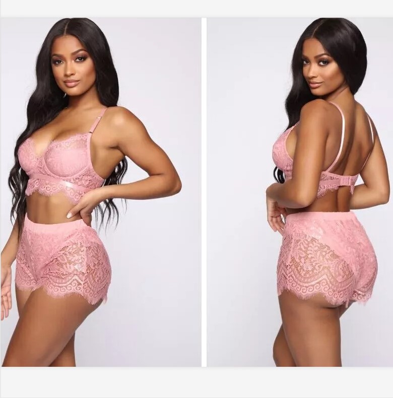 Dara Lacy Bra and Shorts Lingerie Set