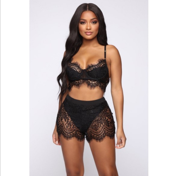 Dara Lacy Bra and Shorts Lingerie Set