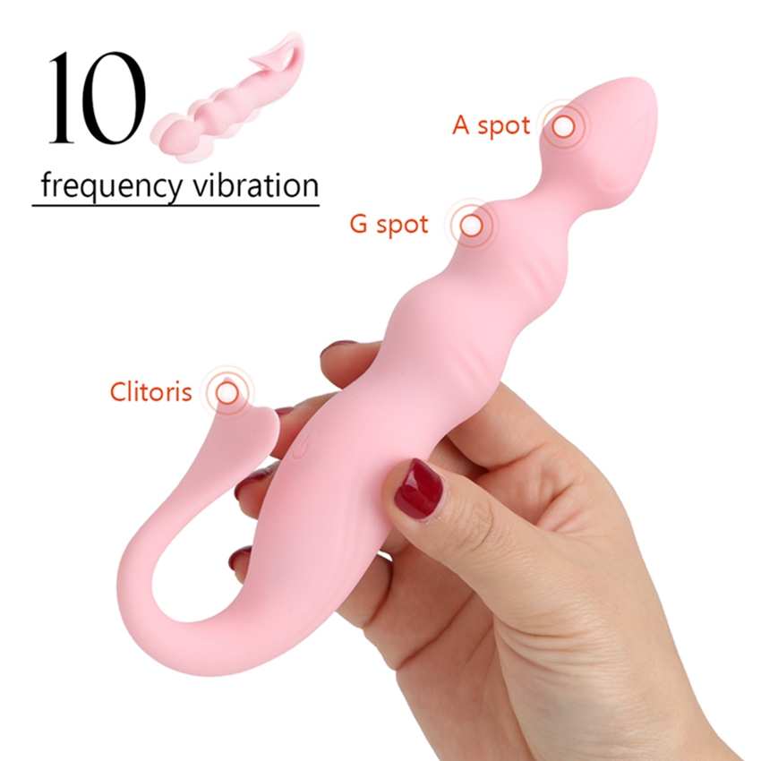 Screw Me Anal Beads Vibrator With Clit Massager