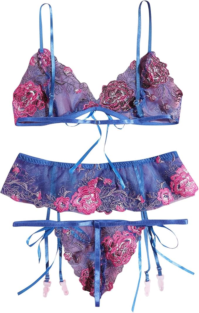 Maizah Bra and Garter Lingerie Set