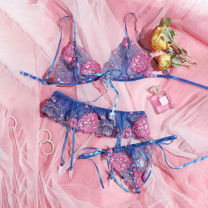 Maizah Bra and Garter Lingerie Set