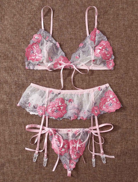 Neliah Bra and Garter Lingerie Set