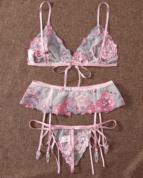 Neliah Bra and Garter Lingerie Set