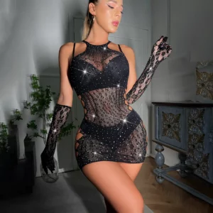 Valeria Bodysuit Sheer Lingerie With Gloves